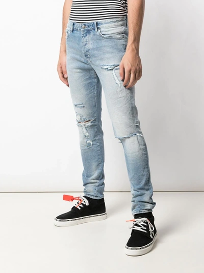Shop Ksubi Slim-fit Distressed Jeans In Blue