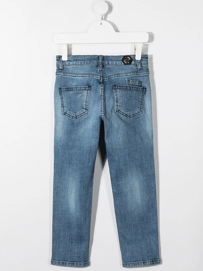 Philipp Plein Junior Iconic Plein Straight-leg Jeans In Blue