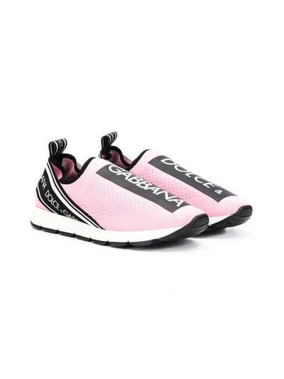Shop Dolce & Gabbana Teen Logo Print Sneakers In Pink