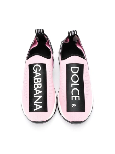 Shop Dolce & Gabbana Teen Logo Print Sneakers In Pink