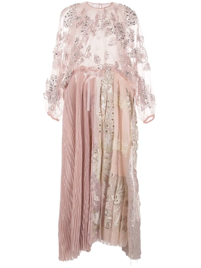 Shop Biyan Sequin-embellished Pleated Dress In Pink