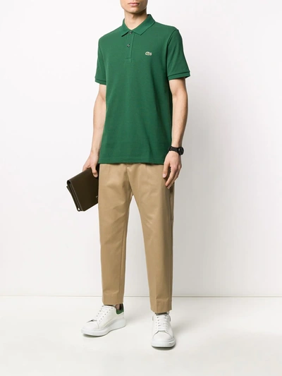 Lacoste Stretch Pique Short-sleeve Slim Fit Polo Shirt In Green