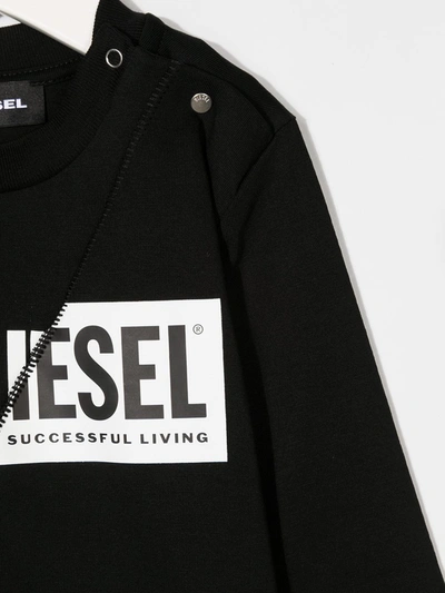 Diesel Long-sleeved Logo Print Jumper In Black