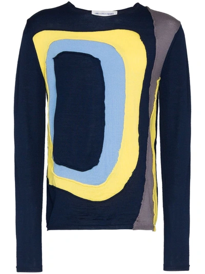 Shop Comme Des Garçons Homme Deux Panel Knit Wool Sweatshirt In 2 Blue