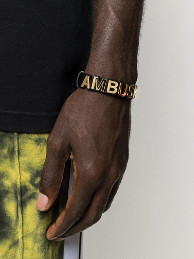 Shop Ambush Logo Plaque Bracelet In Black