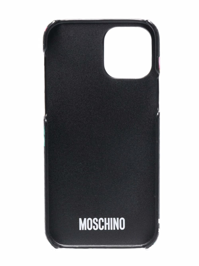 Shop Moschino Hibiscus Print Iphone 12/12 Pro Case In Black