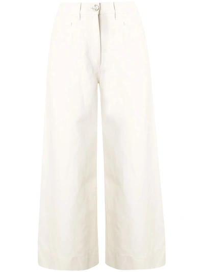 Shop Kenzo High-rise Wide-leg Jeans In White