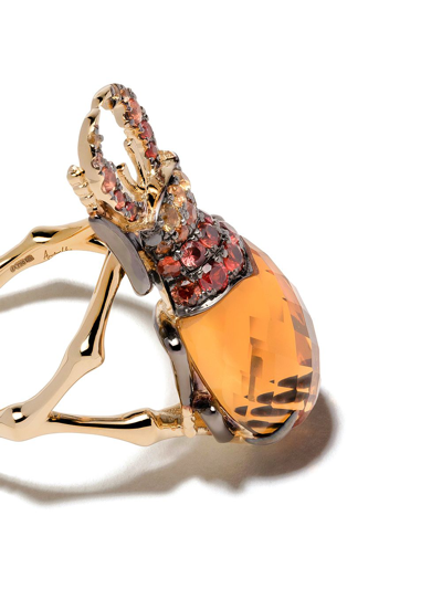 Shop Annoushka 18kt Yellow Gold Mythology Citrine Beetle Ring In 18ct Yellow Gold