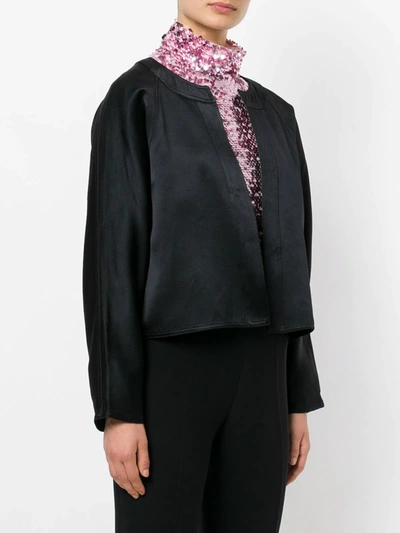 Pre-owned Fendi 1980s Collarless Cropped Jacket In Black