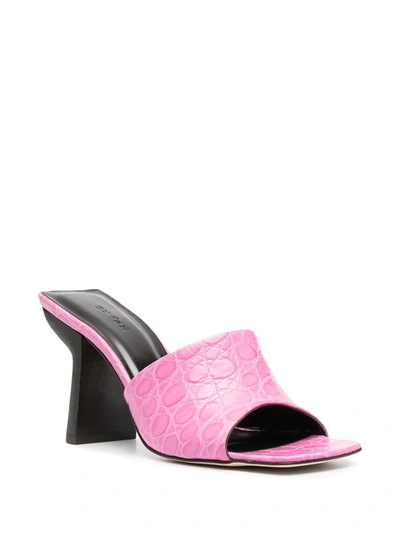 Shop By Far Liliana Crocodile-embosses Sandals In Pink