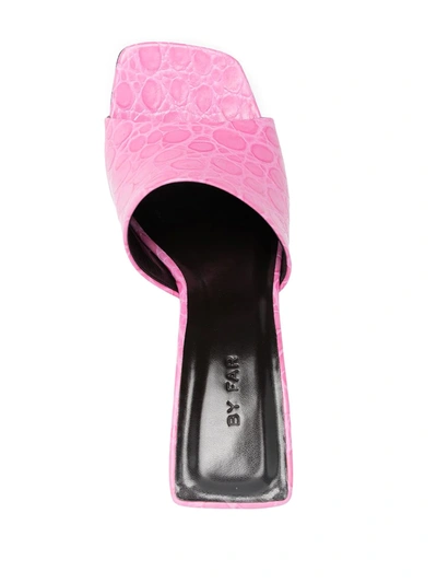 Shop By Far Liliana Crocodile-embosses Sandals In Pink