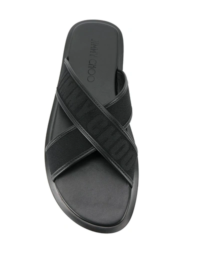 Shop Jimmy Choo Palmo Logo Webbing Sandals In Black