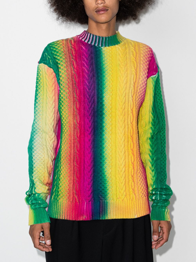 Shop Agr Gradient Cable Knit Jumper In Yellow