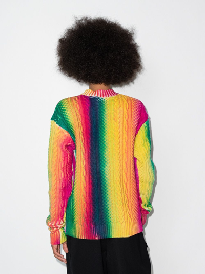 Shop Agr Gradient Cable Knit Jumper In Yellow