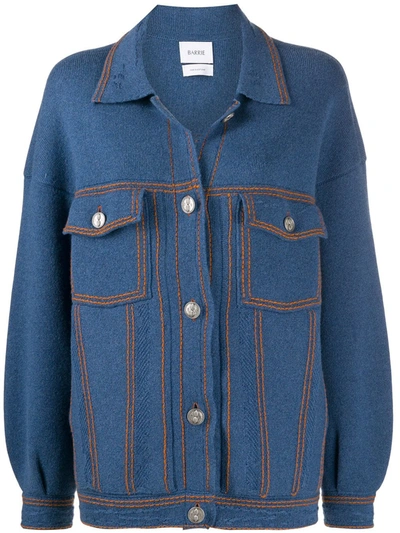 Shop Barrie Knitted Buttoned Jacket In Blue
