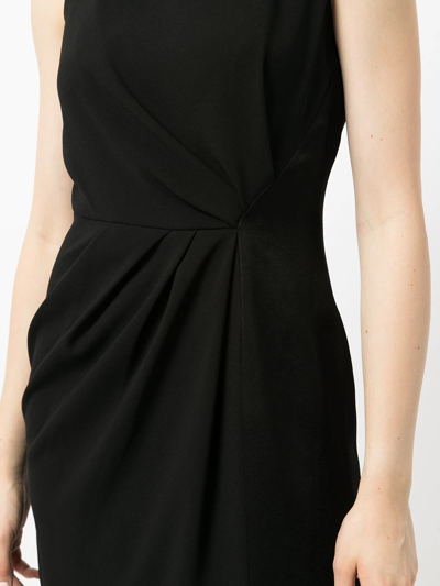 Shop Paule Ka Crepe Satin Fitted Dress In Black