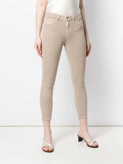 L Agence Margot Cropped Coated High-rise Skinny Jeans In Neutrals
