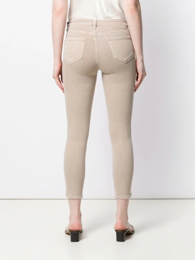 L Agence Margot Cropped Coated High-rise Skinny Jeans In Neutrals