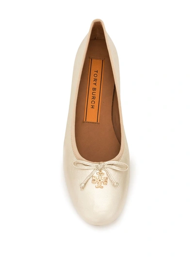 Shop Tory Burch Leather Charm Ballet Flats In Gold