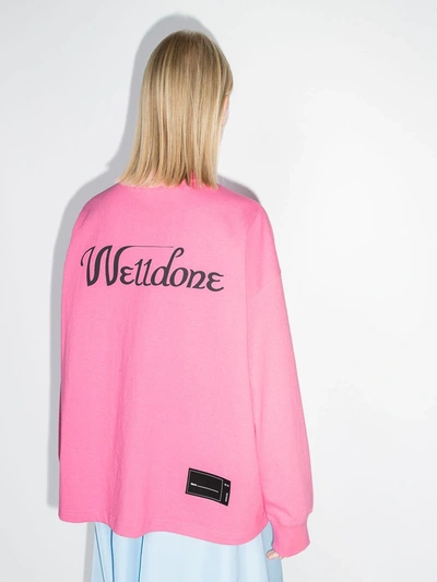 Shop We11 Done Logo-print Cotton Long-sleeve T-shirt In Pink