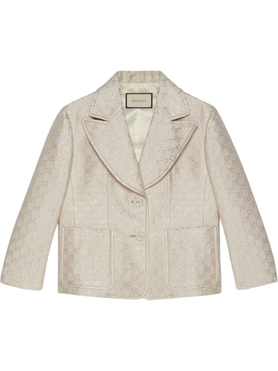 Shop Gucci Gg Jacquard-woven Blazer In Neutrals