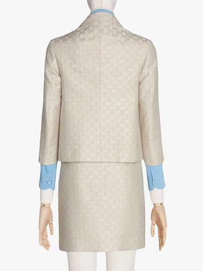 Shop Gucci Gg Jacquard-woven Blazer In Neutrals