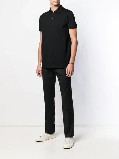 Shop Saint Laurent Monogram Polo Shirt In Black