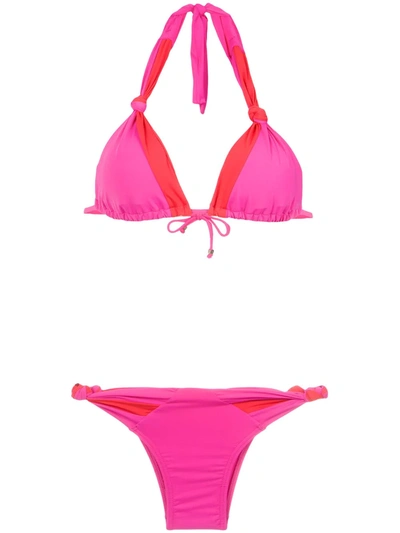 Shop Amir Slama Panelled Bikini Set In Pink