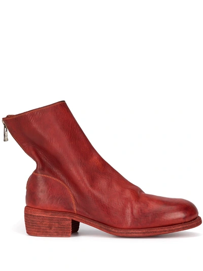 Shop Guidi Round Toe Ankle Boots In Red