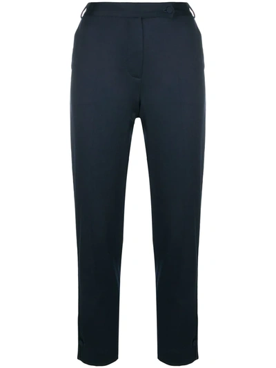 Shop Styland Cropped Tapered Trousers In Blue