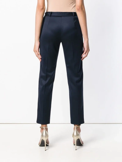 Shop Styland Cropped Tapered Trousers In Blue