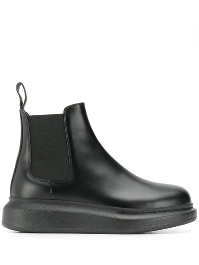 Shop Alexander Mcqueen Chunky Sole Leather Boots In Black