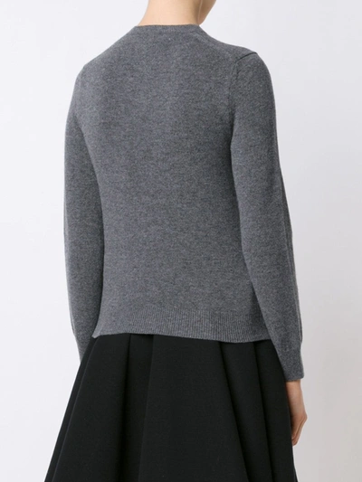 Comme Des Garçons Play Double Heart V-neck Jumper In Grey