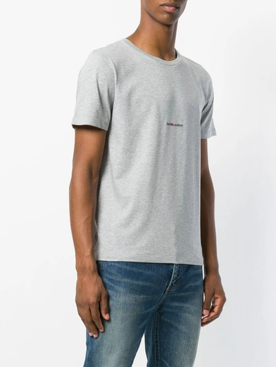 Shop Saint Laurent Logo Print T-shirt In Grey