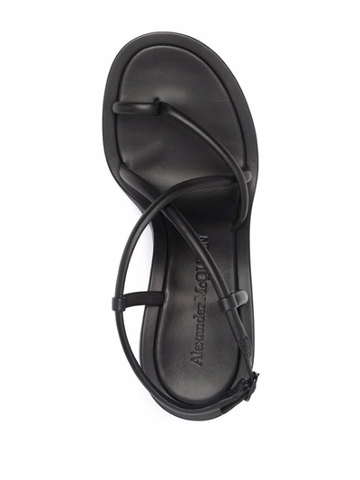 Shop Alexander Mcqueen Strappy Leather Sandals In Black