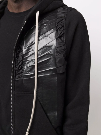 Shop Rick Owens Drkshdw Pleated-patchwork Zipped Hoodie In Black