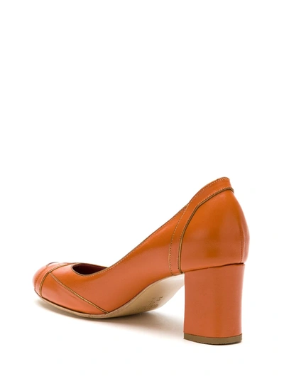 Sarah Chofakian Swan Leather Pumps In Orange