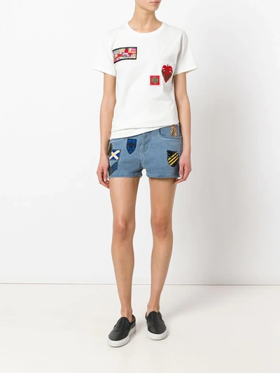 Shop Mr & Mrs Italy Patched Denim Shorts In Blue