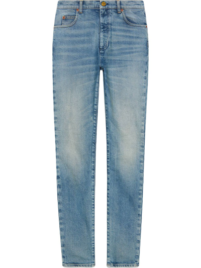 Shop Gucci Denim Skinny Pant In Blue