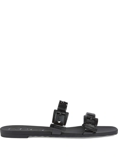 Shop Gucci Chain-strap Slide Sandals In Black