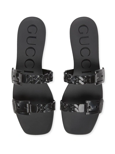 Shop Gucci Chain-strap Slide Sandals In Black