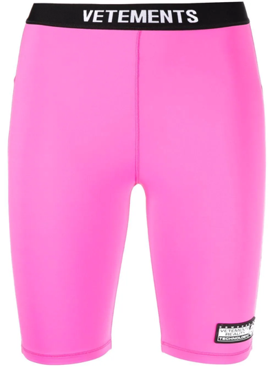 Shop Vetements Logo-waistband Cycling Shorts In Rosa
