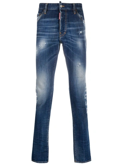 Shop Dsquared2 Stenciled-print Skinny Jeans In Blue