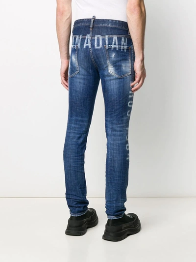 Shop Dsquared2 Stenciled-print Skinny Jeans In Blue