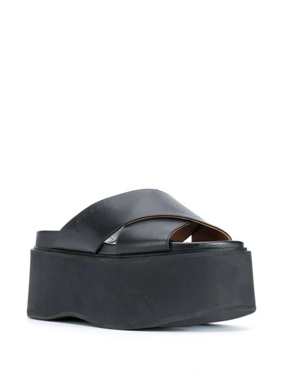 Shop Marni Platform Cross-strap Leather Sandals In Black