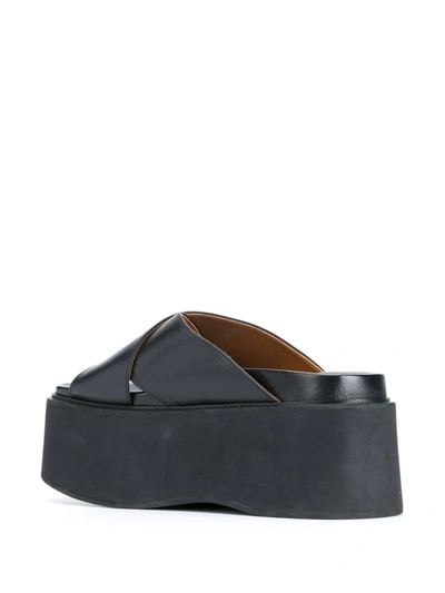 Shop Marni Platform Cross-strap Leather Sandals In Black