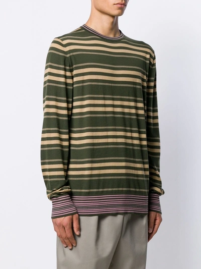 Shop Marni Crew Neck Striped Jumper In Green