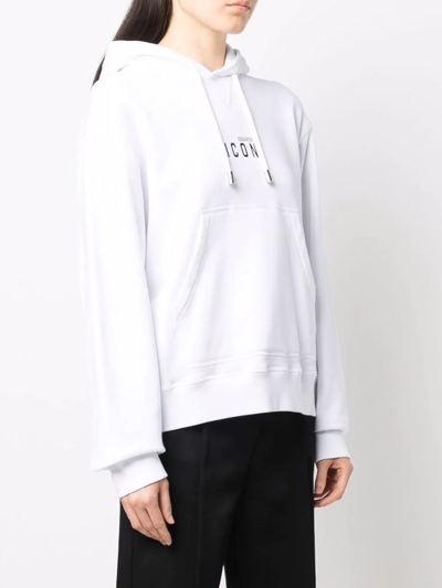 Dsquared2 Logo-print Long-sleeved Hoodie In White