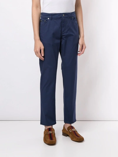 Shop Dolce & Gabbana Cropped Chinos In Blue