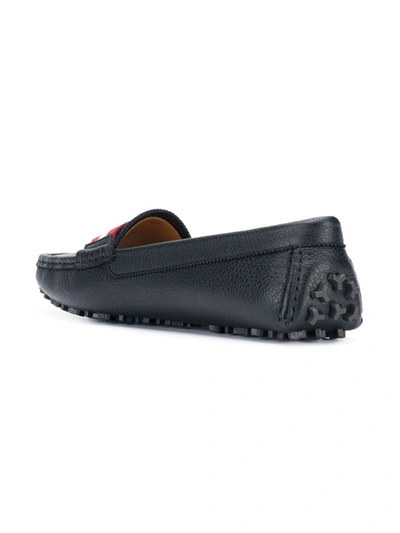 Bally Textured Leather Driver Loafers With Contrast Stripe In Black